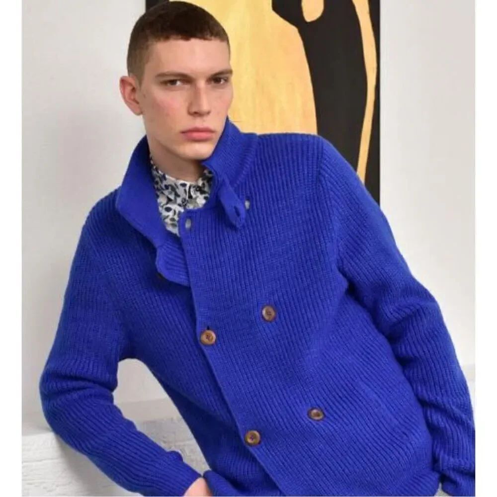 Paisley & Gray Slim Fit Cardigan Sweater Royalty Blue Size XL NWT